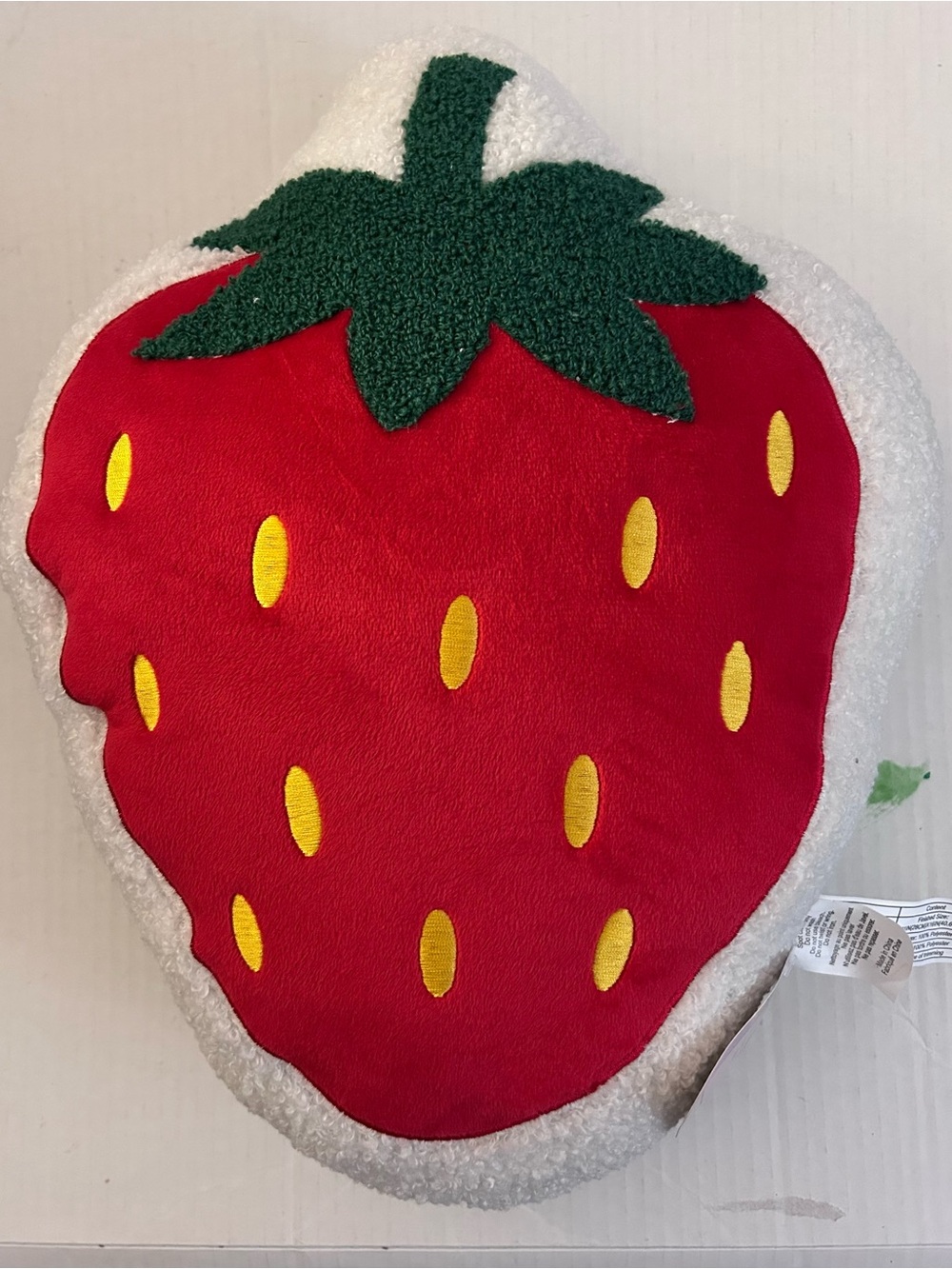 Plush Strawberry Pillow - Red, yellow & Green